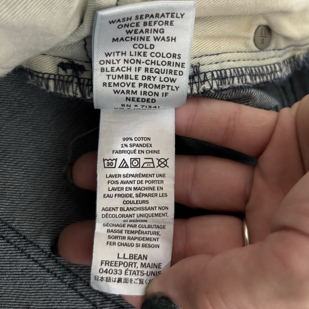 L.L.Bean Signature Five-Pocket Jeans Slim Straight Fit 33W x 32 Dark Blue Faded - Picture 8 of 11